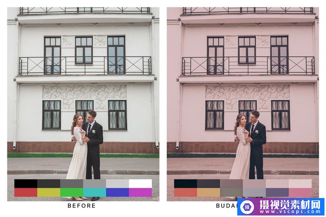 粉色经典电影胶片lr预设 lut预设 budapest pink lightroom presets